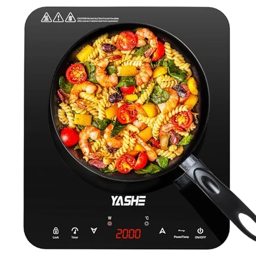 Beperkte aanbieding: YASHE Inductiekookplaat - Draagbare Enkele Kookplaat Inductiekookplaat, 10 Vermogen- en Temperatuurinstellingen, 2000 Watt Inductie 1 Plaat, 4-Uur Timer, Kindveiligheidslot, Makkelijk Schoon Te Maken van 52.49 EUR naar 52.49 EUR (besparing 0%)