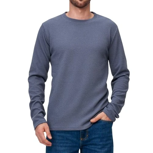 Zetieny Mens Jumpers Winter Warm Knitted Jumper Long Sleeve Knitwear Pullover Sweaters for Men Navy Blue