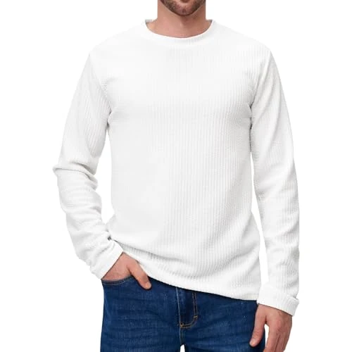 Zetieny Pull Homme Hiver Chaud Col Rond Pullover à Manches Longues Tricoté Classique Sweaters Slim Fit Pull