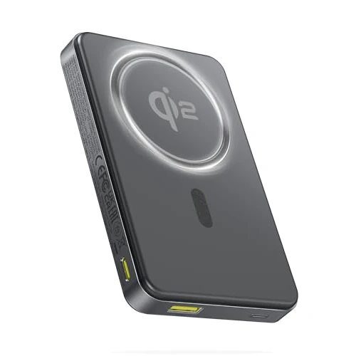Baseus Magsafe Powerbank, Qi2-gecertificeerde Magnetische Power Bank 10000mAh, 15W Draadloze Externe Batterij, Mini Powerbank USB-C PD 22.5W Snel Opladen, Power Bank voor iPhone 16/15/14/13, Zwart
