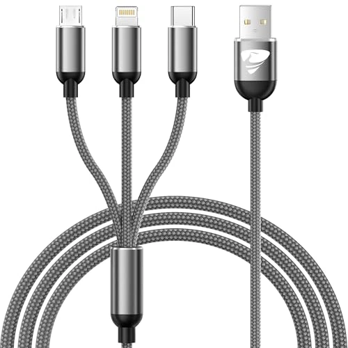 Offerta a tempo: Multi Cavo di Ricarica,3 in 1 Multiplo Cavo USB Type-C 1.2M Ricarica Rapida Filo Caricabatterie Nylon Intrecciato Cavetto Micro USB Tipo C Lightning per Samsung iPhone Huawei Redmi OPPO Android LG PS5 - 0.00% da 7.99 € a 7.99 €