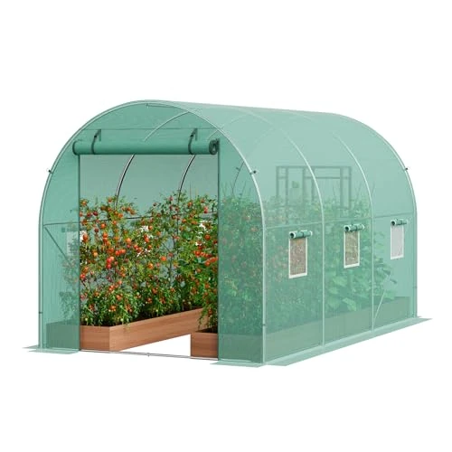 Offerta a tempo: VEVOR Serra a Tunnel Walk-in 3,9 x 1,9 x 1,8 m Serra a Film Tunnel per Piante Serra con Telaio in Acciaio zincato Copertura in PE Verde Porta avvolgibile con Cerniera e 6 finestre Esterne - 22% da 73.90 € a 57.79 €