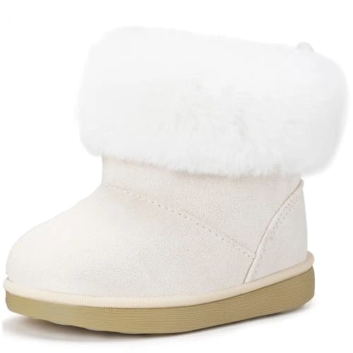 Offerta a tempo: Gaatpot Stivaletti con Invernali Bambini Stivali da Neve per Ragazze Ragazzi Scarpe con Fodera Calda Morbide Antiscivolo Suola Bianco 29EU = 30CN - 50% da 19.99 € a 9.99 €