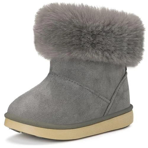 Gaatpot Laarsjes Jongens Winter Schoenen Sneeuw Laarsjes Enkellaarsjes Warm Pluche Gevoerd Comfortabele Bunny Oren Schoenen Grijs 25 EU =26CN