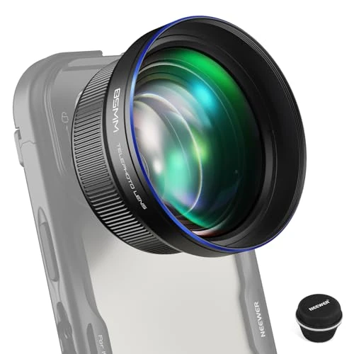 Oferta limitowana: NEEWER Teleobiektyw HD do telefonów 85 mm, tylko do płyty tylnej z gwintem 17 mm, powiększenie 2,5x, kompatybilny z SmallRig NEEWER iPhone Samsung Phone Cage Case z adapterem obiektywu 17 mm, LS-59 z 635.06 zł na 635.06 zł (oszczędź 0.0