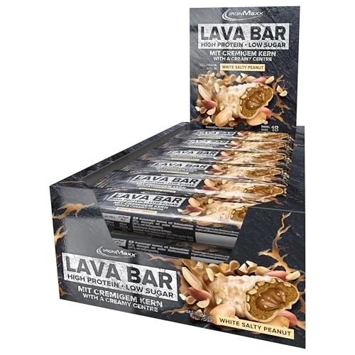 Offerta a tempo: IronMaxx Lava Protein Bar - White Salty Peanut - 18x40g | Barretta High Protein con cuore cremoso & topping arachidi-caramello | A basso contenuto di zuccheri & senza olio di palma - 0.00% da 39.42 € a 39.42 €
