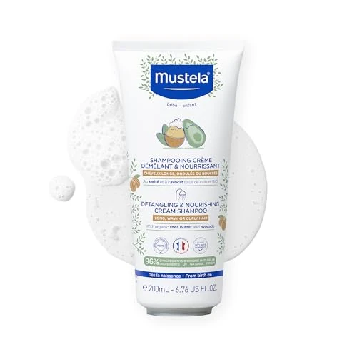 Offerta a tempo: Mustela Shampoo nutriente districante (200ml) - Con burro di karité e olio di avocado biologico per capelli lunghi, mossi e ricci - Senza parabeni, dermatologicamente testato - 37% da 12.80 € a 8.12 €