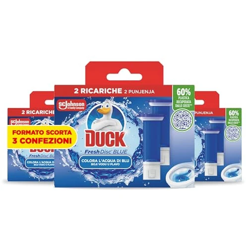 Duck Fresh Discs WC-Gel-Pads – färbt das Wasser blau bei jeder Spülung – Format mit 6 Nachfüllpackungen, 36 WC-Reinigungsgelscheiben