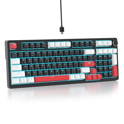 Limited offer: SbocKeeb 96% Creamy Sounding Keyboard with with Number Pad, Gasket Mounted RGB Mechanical Keyboard Hot Swappable Custom Wired Thocky Keyboard American QWERTY with Knob for Office Gamer 98 Black from 64.99 EUR to 39.99 EUR (save 38%)