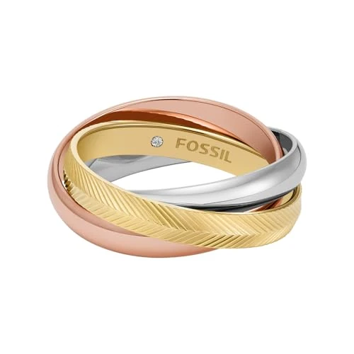 Offerta a tempo: Fossil Anello Da Donna, Interlocking - Anello da donna in acciaio INOX tricolore, Acciaio inossidabile, Nessuna pietra preziosa JF048079988 - 46% da 69.00 € a 37.50 €