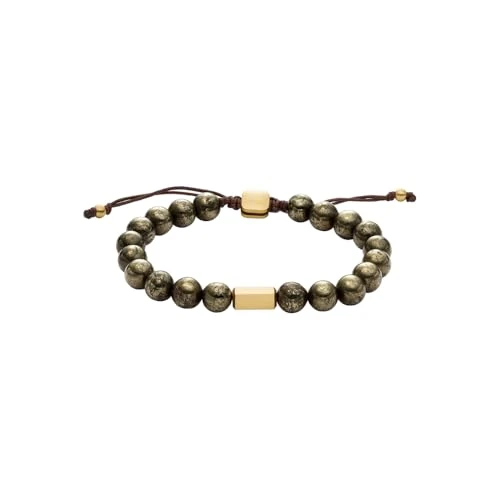 Fossil Herren-Edelstahl-Perlenarmband mit Schieberverschluss, Schimmerndes Gold