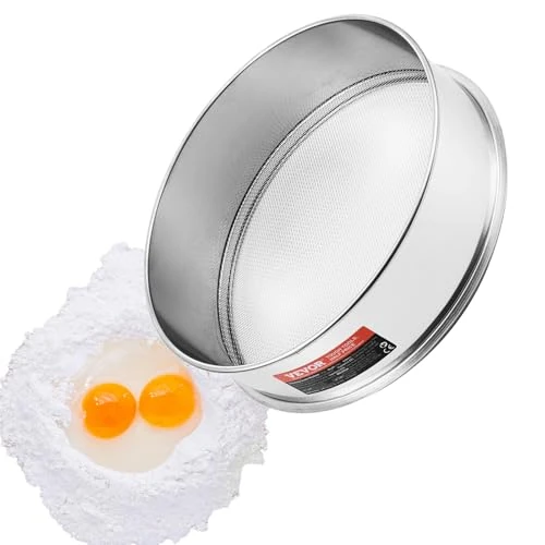 Offerta a tempo: VEVOR Setaccio per Farina a Maglia Fine 10 Maglie, Setaccio per Polvere Farina Alimenti Maglia Fine in Acciaio Inox 304, Setaccio a Maglia Fine Cottura, Griglia Maglie per Polvere Farina Cottura - 0.00% da 24.90 € a 24.90 €