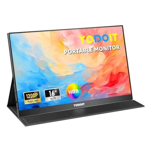 Begrenztes Angebot: Yodoit Portable Monitor 16" 1920x1200 FHD Monitor Bildschirm IPS 16:10 Display mit USB Typ C und eingebauten Lautsprechern mit Smart Cover Kompatibel mit PC, Laptop, MacBook, Xbox von 99.68 EUR auf 80.74 EUR (Rabatt 19%)