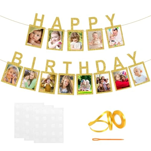 Offerta a tempo: Guirnalda de fotos, decoración colgante de cumpleaños, 04 - 0.00% da 7.19 € a 7.19 €