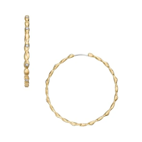 Offerta a tempo: Fossil Orecchini da donna in acciaio inossidabile tono oro con chiusura a cerchio, Oro alba - 59% da 89.00 € a 36.70 €
