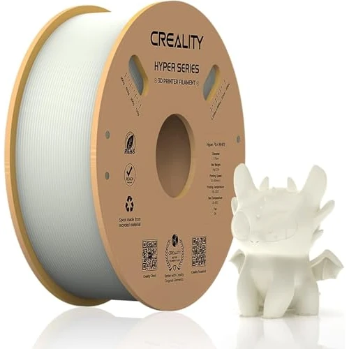 Creality Official Hyper PLA Filament 1.75 mm, 3D Printer Filament PLA voor Hoge Snelheid Printen 30-600 mm/s, Maatnauwkeurigheid +/-0.03mm, 1 KG (2.2 lbs)/Spoel (Wit)