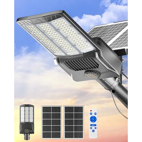 Offerta a tempo: Gefolly SL-13000W Lampione Solare LED Esterno, Led Lampioni da esterni, 6500K Luz de Seguridad Jardín, IP67 Impermeabili Lampioni da Esterni per Cortile, Giardino - 8% da 389.99 € a 359.99 €
