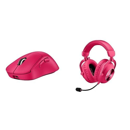 Offerta a tempo: Logitech G PRO X SUPERLIGHT 2 DEX LIGHTSPEED mouse da gaming wireless, 32K DPI, ricarica USB-C + PRO X 2 LIGHTSPEED Cuffie gaming wireless, Microfono a braccio rimovibile, Driver Grafene 50mm - Rosa - 24% da 448.00 € a 339.91 €