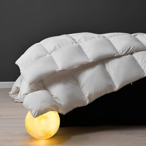 DWR King Duvet 4.5 Tog,Summer Down Duvet,Fluffy 750 Fill-power Goose Feathers & Down, Light Soft Breathable 480TC Egyptian Cotton-blend Fabric,King Size (220x240cm,White)