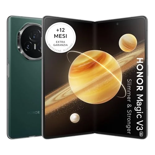 Offerta a tempo: HONOR Magic V3 5G Mobile Phone, Sim Free, 9.2mm Folding Screen Smartphone, 5150mAh all-day battery,12GB+512GB, IPX8 Rating for Water Resistance, dual SIM, Android 14, Verde (Green) - 27% da 1499.90 € a 1099.90 €
