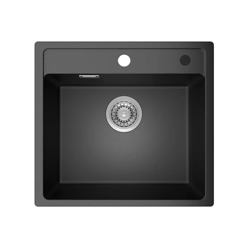 Offerta a tempo: 45 x 46 cm Lavandino Cucina 1 Vasca Nero, Piccolo Lavello Cucina in Granito - 10% da 129.99 € a 116.98 €