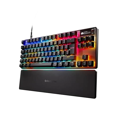 Offerta a tempo: SteelSeries APEX PRO TKL Gen 3 - Interruttori magnetici analogici OmniPoint 3.0, Preimpostazioni automatiche QuickSet (Rapid Trigger, Rapid Tap/SOCD, Protection Mode), OLED, RGB, PBT, USB-C, FR AZERTY - 34% da 249.99 € a 165.50 €