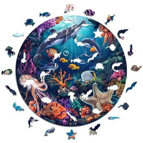 Offre limitee: Iconic Puzzles - Animaux Marins, Animaux fantastiques, Puzzle en Bois 100% Durable, Cadeaux pour Enfants et Adultes, Taille L, 600 pièces de 49.90 EUR a 27.90 EUR (economie 44%)