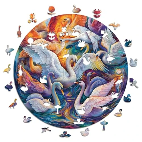 Limited-time offer: Iconic Puzzles - Majestic Swans, fantasy animals, 100% sustainable wooden puzzle, Gifts for Children and Adults, size L, 600 Pieces from 24.83 £ to 24.83 £ (save 0.00%)