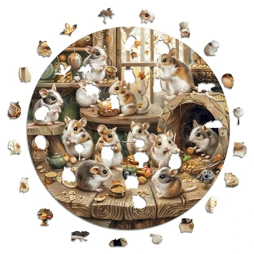 Iconic Puzzles - Fantasy Dierenpuzzel van hout, meerkleurig, M, 350 stuks, 24CRICETIM