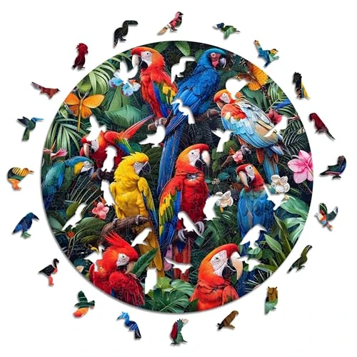 Oferta limitada: Iconic Puzzles - Loros Coloridos, Animales de fantasía, Puzzle de Madera 100% Sostenible, Regalos para Niños y Adultos, Talla M, 350 Piezas de 22.90 EUR a 22.90 EUR (ahorro 0%)