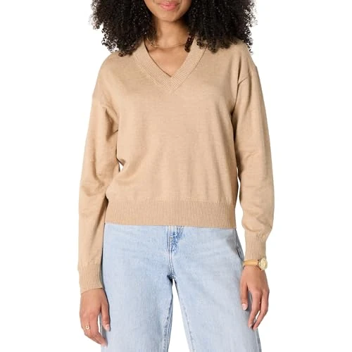 Offerta a tempo: Amazon Essentials Maglione Leggero con Scollo a V Maniche Lunghe Donna, Oro Puntinato, XXL - 0.00% da 23.90 € a 23.90 €