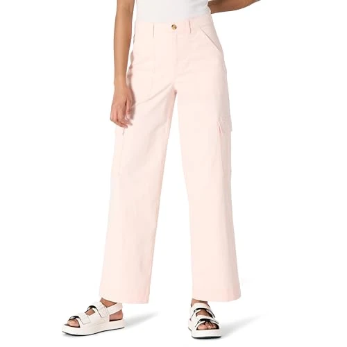 Amazon Essentials Pantaloni Cargo Kaki a Vita Alta da Donna, vestibilità Regolare, Lunghezza Intera, Rosa Chiaro, 36