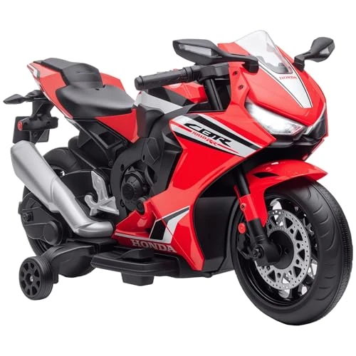 Offerta a tempo: HOMCOM Moto Elettrica per Bambini con Licenza HONDA, Moto per Bambini Elettrica con Batteria 6V Ricaricabile, Velocità 3 km/h, Musica e Rotelle, Rosso - 15% da 119.95 € a 102.55 €