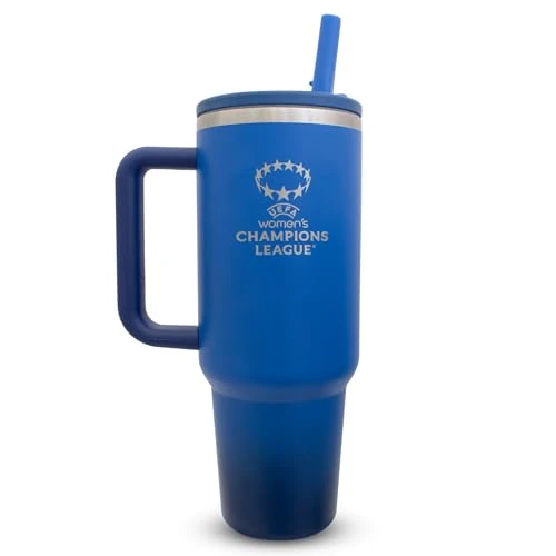 Offerta a tempo: UEFA Champions League - Borraccia termica da donna, 1134 g, 1,13 l, prodotto con licenza ufficiale UWCL, borraccia con cannuccia e manico integrati, tazza da viaggio isolata a doppia parete, in - 68% da 27.00 € a 8.66 €
