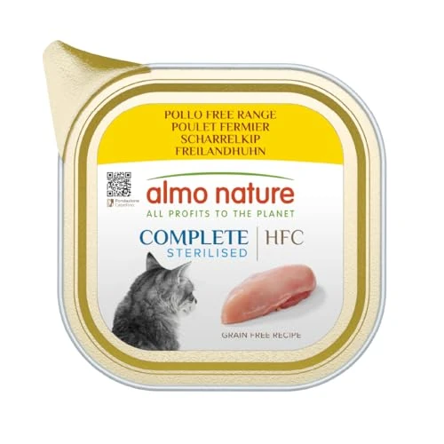 Almo Nature HFC Complete Sterilised, Alimento Umido per Gatti Adulti - Pollo Free Range - 85g, Confezione da 17