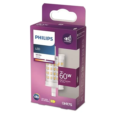 Philips Standard LED Stablampe mit 60W mit einer Länge von 78mm, 2 Pin Sockel, warmweißes Licht (3000K), neue Generation