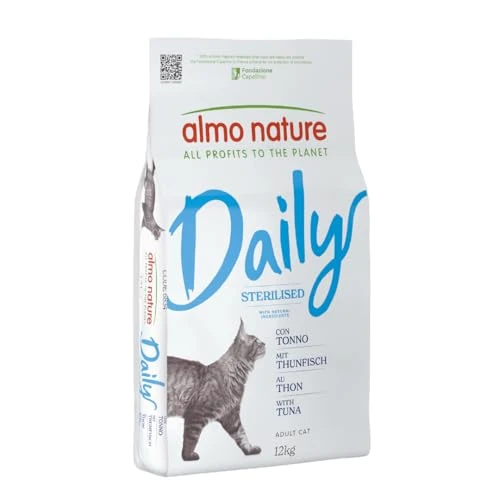 Almo Nature Daily Sterilised, Crocchette per Gatti Adulti con Tonno - Sacco da 12 kg