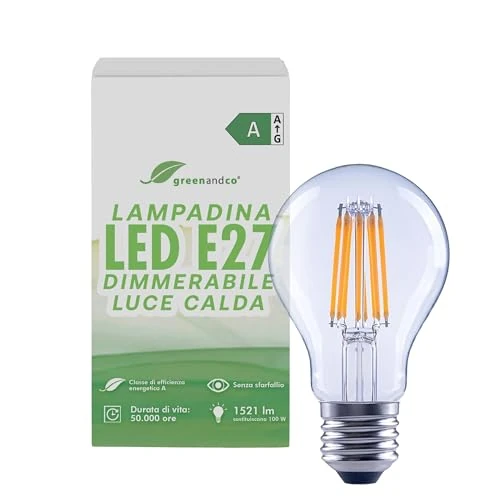 Oferta limitada: greenandco bombilla de filamento LED | transparente | regulable | E27 A60 | 7,2W 1521lm | sustituye 100W | 3000K blanco cálido | 320° | 230V | sin parpadeo | Clase de eficiencia energética A de 14.99 € a 14.99 € (ahorro 0.00%)