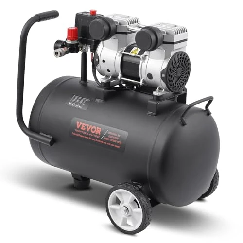 Oferta limitada: VEVOR Compresor de Aire sin Aceite de 1 HP, Tanque de Acero de 30 L, 2,2 CFM a 90 PSI y Presión Máxima de 120 PSI, Portátil Ultrasilencioso de 80 dB, para Reparación de Automóviles, 560 x 360 x 580 mm de 297.40 € a 80.03 € (ahorro 73.09%)