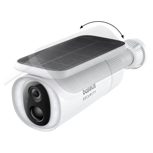 Baseus Security S1 Outdoor WiFi Surveillance Camera, Automatic Solar Tracking 2K Outdoor Security Camera with Solar Panel, Night Vision, IP67, 8GB Local Storage No Monthly Fee