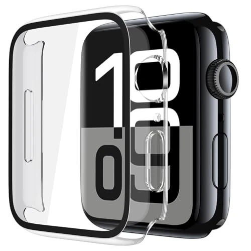 Misxi 2 stuks pc-hoesbescherming met gehard glas voor Apple Watch Series 10 (2024), 46 mm, ultradunne beschermhoes tegen vallen, krasbestendig, mat transparant