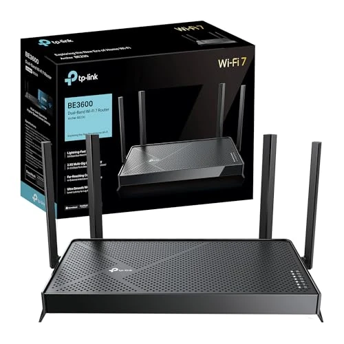TP-Link WiFi 7 Archer BE3600 WiFi Router, Dual Band BE3600Mbps, 2 Ports × 2.5Gbps, Tri-Band, 2×2 MU-MIMO, OFDMA, MLO, WiFi 7 Unprecedented, Compatible with EasyMesh, HomeShield, VPN