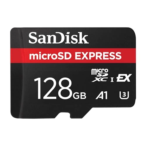 Oferta limitada: SanDisk microSD Express, 128 GB Tarjeta Micro SD, Velocidad de Lectura/Escritura hasta 880/480 MB/s, Velocidades de Lectura hasta 4,4 Veces Superiores a Las de Nuestras Tarjetas microSD, Class 10, U3 de 70.99 EUR a 41.73 EUR (ahorro 41%)