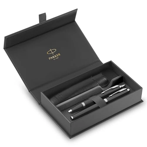 Offre limitée : Parker IM Duo Coffret Cadeau | Stylo Plumestylo bille et étui à Stylo | Finition laquée noire avec garnitures chromées | Pointe moyenne | Recharges d’encre bleue | Le cadeau de fin d’études idéal de 44.61 € à 31.29 € (30% de remise)