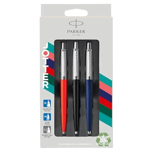 Tijdelijke aanbieding: Parker Jotter Originals Trio Pen-geschenkset | Balpen, Gelpen & Mechanisch Potlood | Gemaakt van 55% gerecycled materiaal* | Perfect afstudeer- & schoolcadeau van 17.70 € naar 17.70 € (0.00% korting)