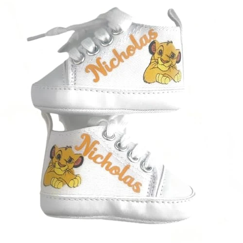 Offerta a tempo: Scarpine Neonato, Scarpette Personalizzate con Nome, Scarpe da Culla con Stampa (Simba, 0-3 mesi) - 0% da 15.99 € a 15.99 €