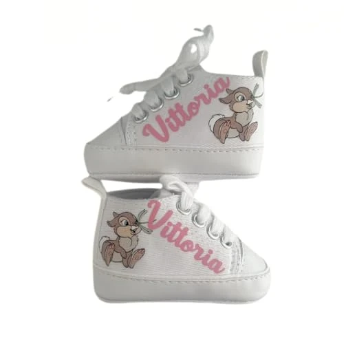 Scarpine Neonato, Scarpette Personalizzate con Nome, Scarpe da Culla con Stampa (Tamburina, 9-12 mesi)