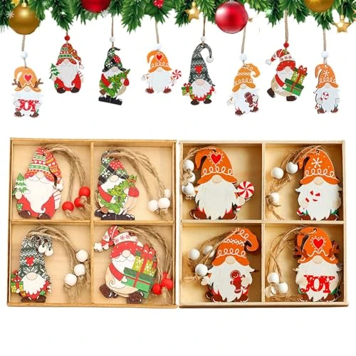 Oferta limitada: Decoración Navideña De Madera, 24 Piezas Adornos Colgantes para Árbol De Navidad, Papá Noel Colgante Rojo con Cuerda de 12.99 EUR a 10.70 EUR (ahorro 18%)