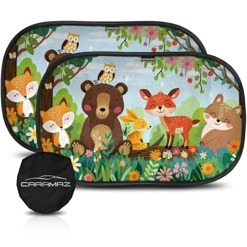 CARAMAZ Parasole per finestrino auto per bambini, con protezione UV certificata, confezione da 2, 50,8 x 30,5 cm