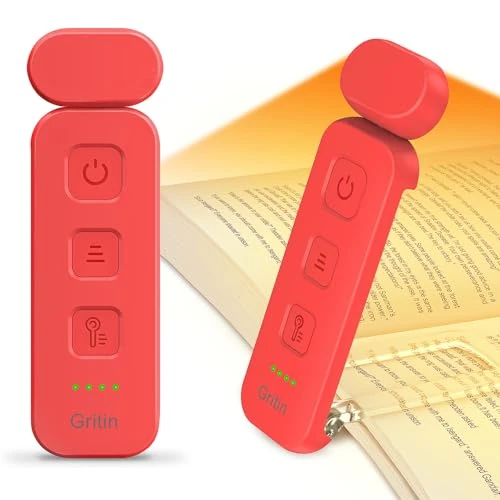Gritin Luce per Lettura Libri a Letto, 7 LED Luce Lampada da Lettura per Libro Ricaricabile Clip, 3 Temperatura Colorei, 5 Luminosità & Regolabili in Continuo per Gli Amanti dei Libri